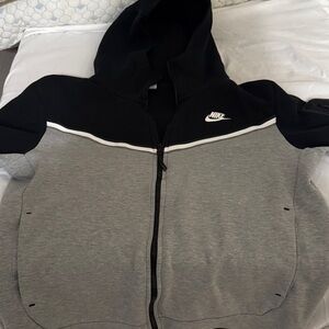 Nike Black and Gray Hoodie with White Accents-Double Zip